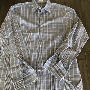 Peter Millar Shirt Mens Large Blue Check Button Up Long Sleeve Casual Work